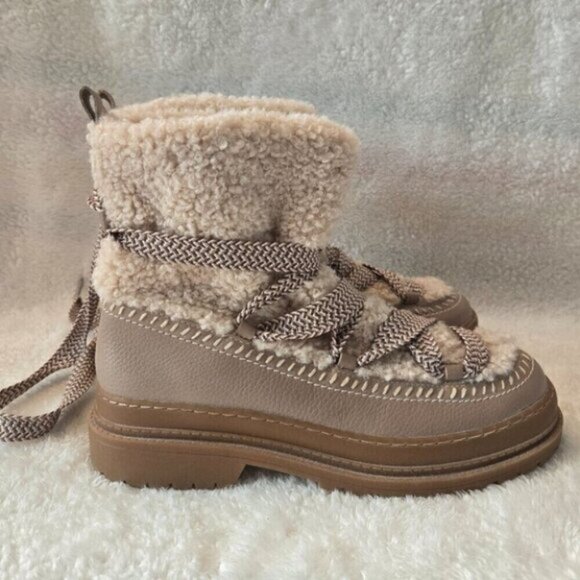 Women's Splendid Tan Shearling Lace-Up Boots - Picture 4 of 5